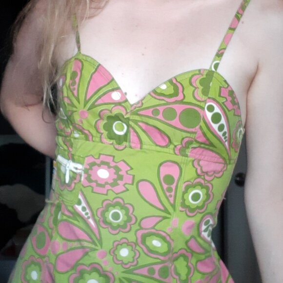 Vintage Green and Pink Sundress - Picture 3 of 4